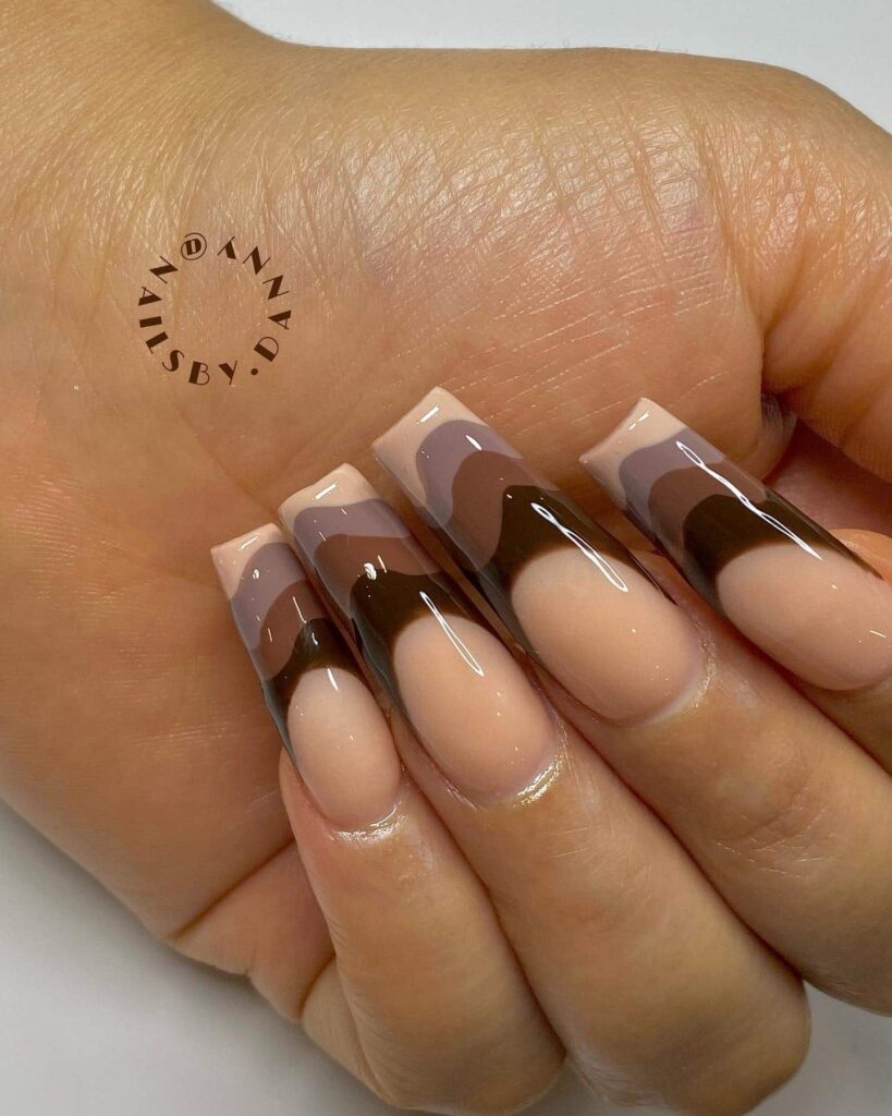 brown swirls on french tip