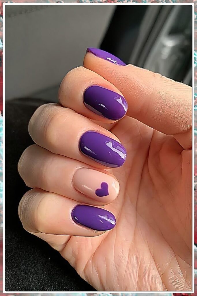 glossy dark purple nails