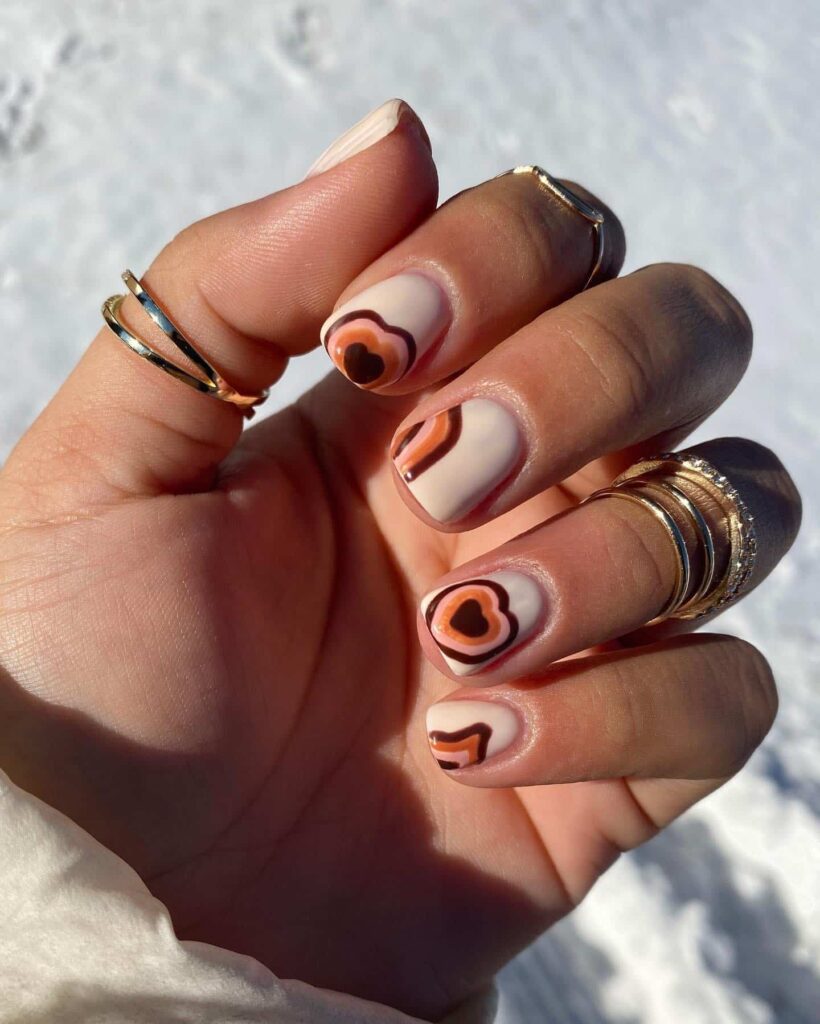 hearted swirl nail art