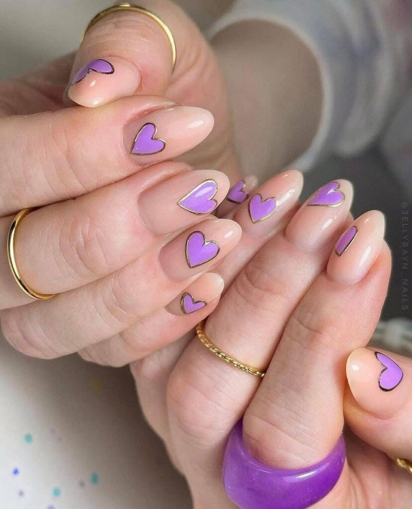 lilac hearts with silver lining