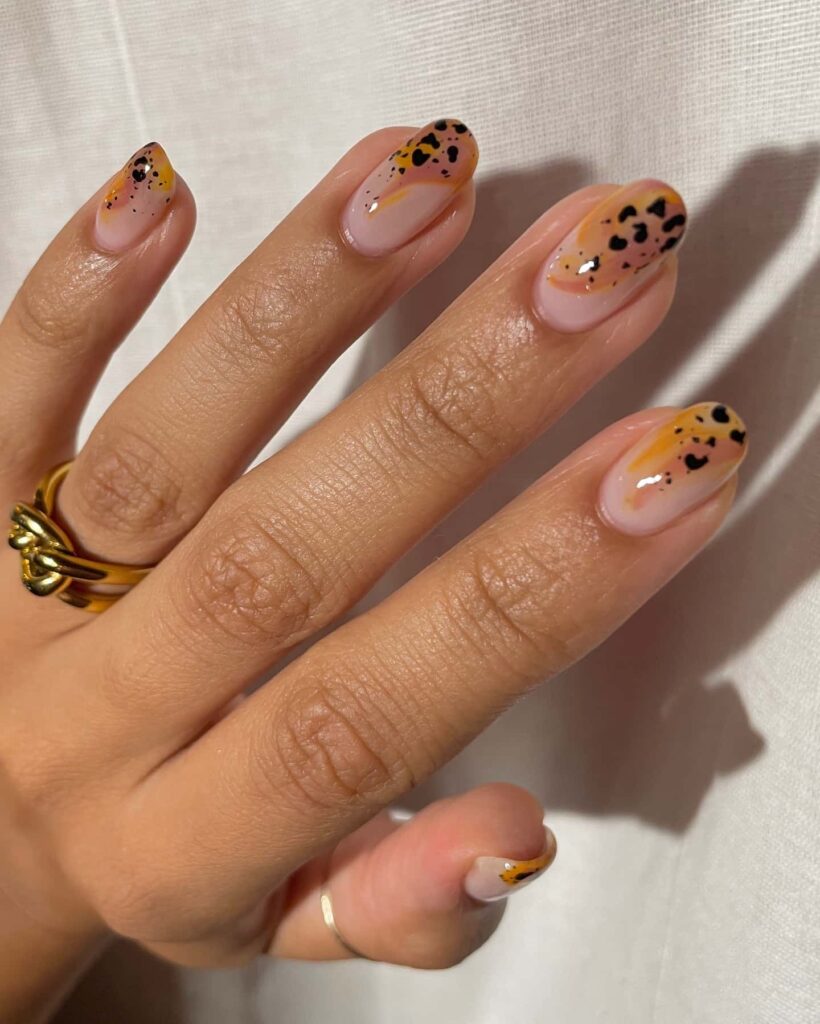 minimalist cheetah print nail design