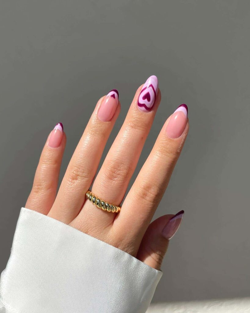 purple heartbeat nail art