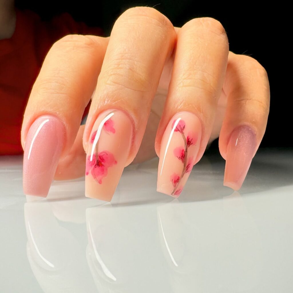 water color floral nail art