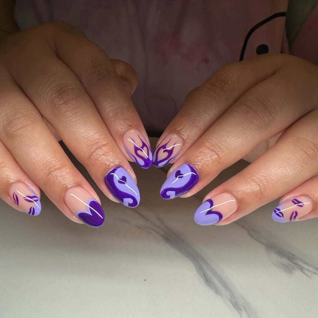 Yin yang heart nail art