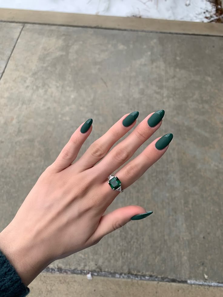 Matte Emerald Nails