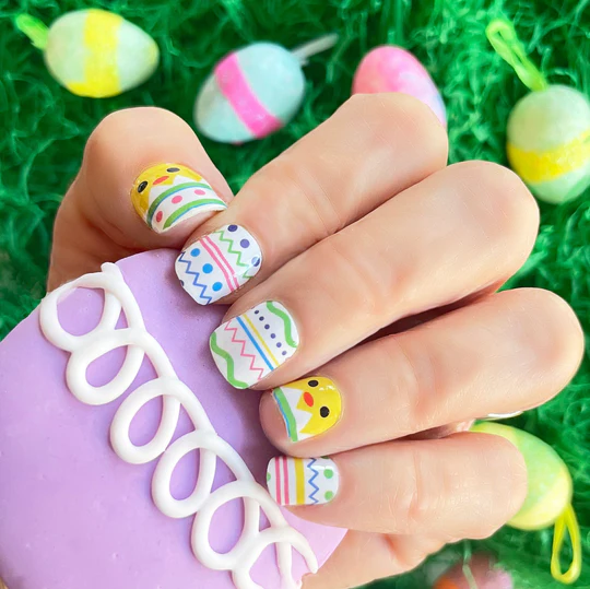 Easter egg nails in pastel colors