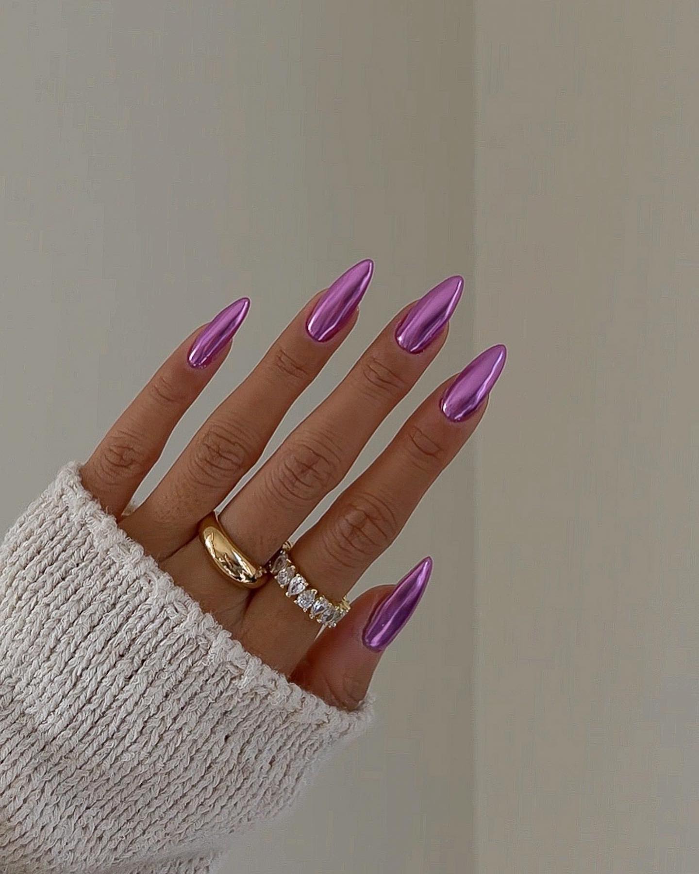 Purple chrome nail design