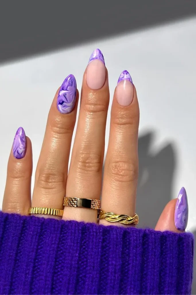 Violet marble nails