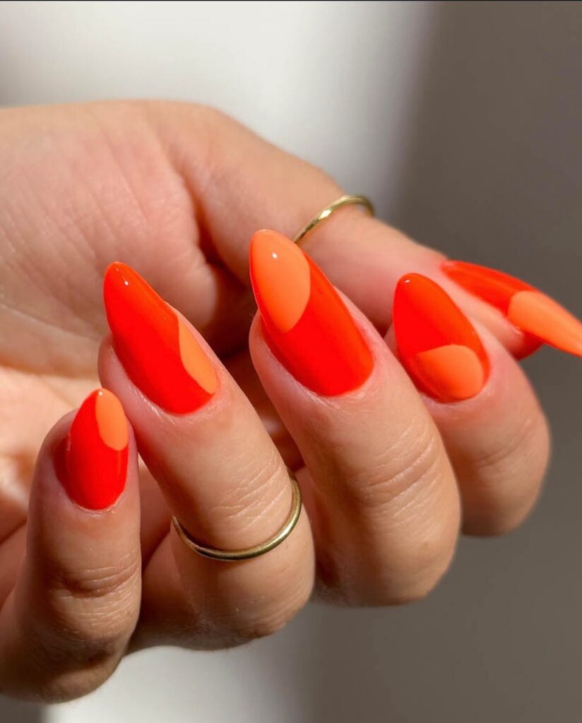 red and orange nail art