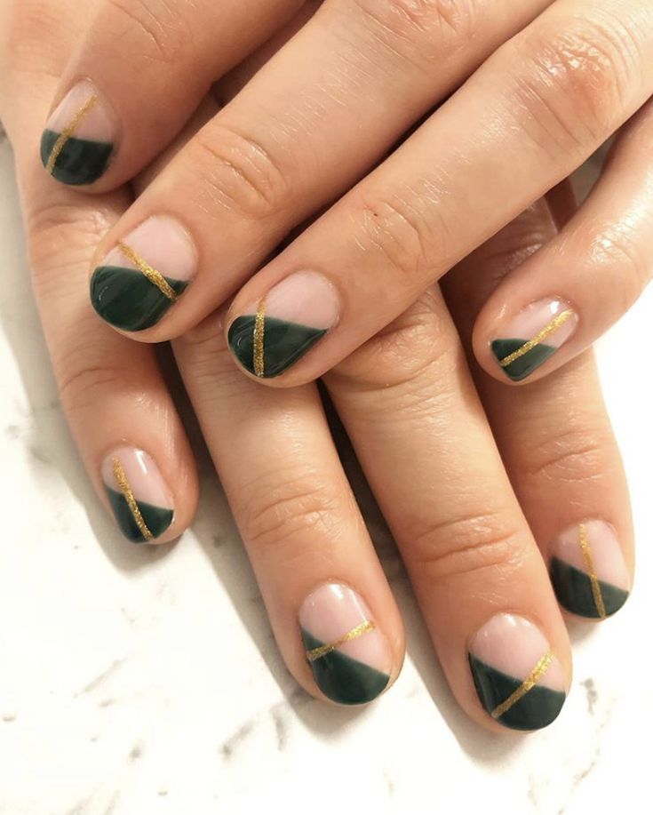 Emerald green negative space nails