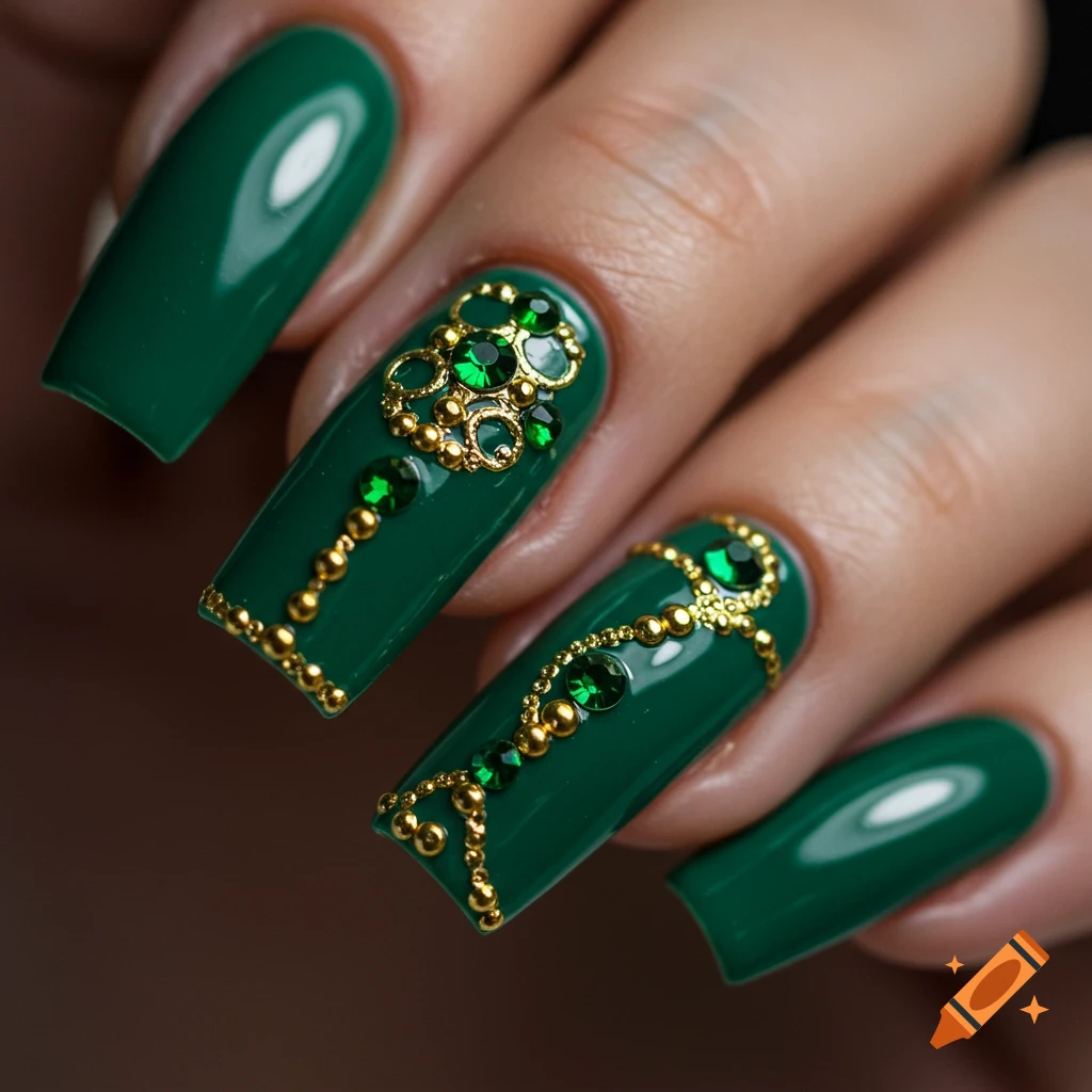 Emerald green stone nails
