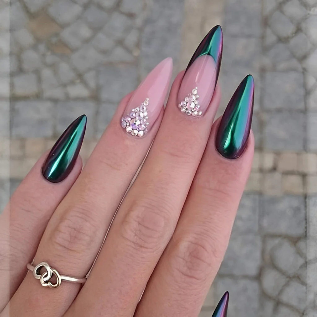 Green Chrome Nails