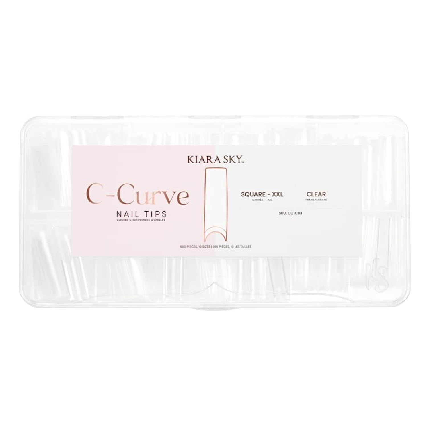 Kiara Sky C-Curve XXL Square Nail Tips, Clear
