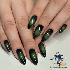 Emerald green aura nails