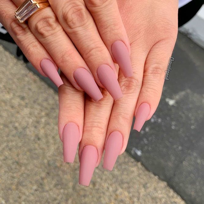 matte pink coffin nails