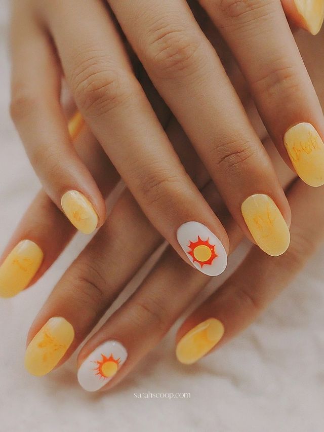 Accent sun nail art