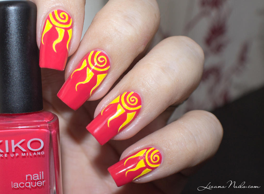 Bright and contrasting sun nail art