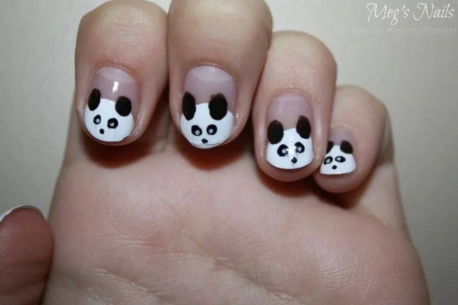 Cute panda face nail art