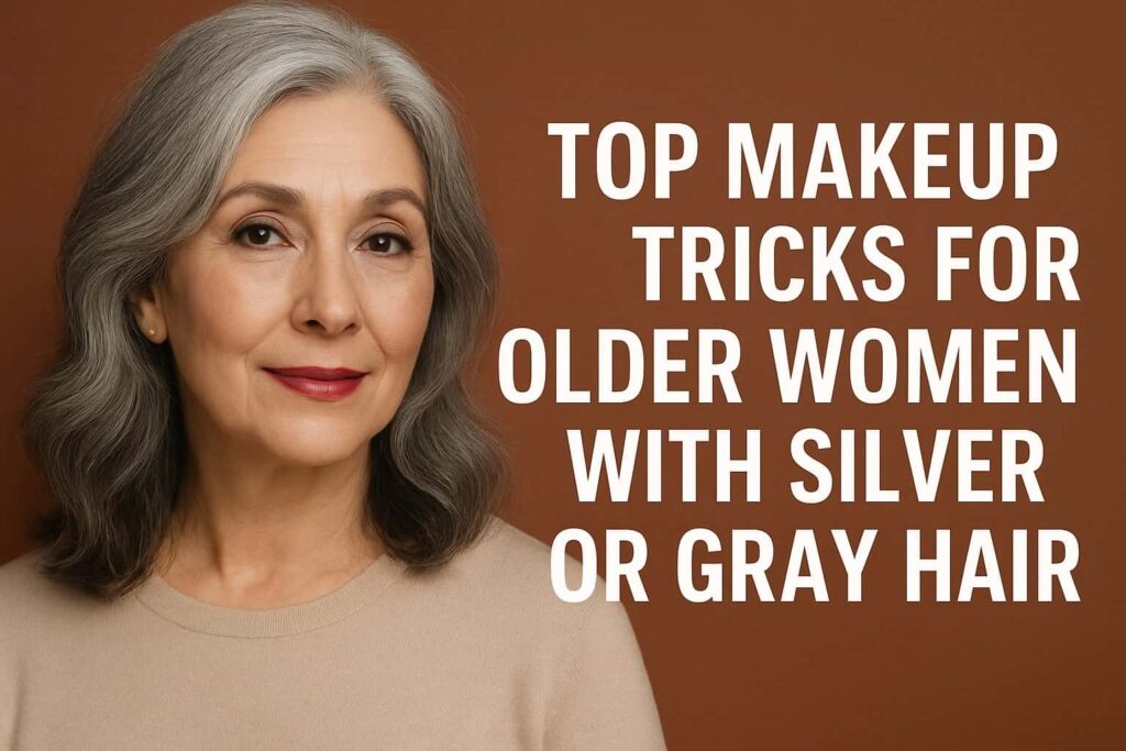 makeup older women gray hair