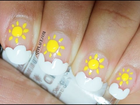 Sun nail art on short nails