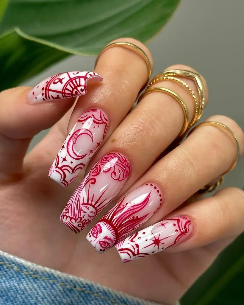 Sun Nail Design pink and white