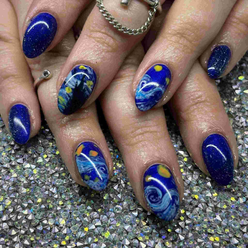 Van Gogh starry night inspired nails