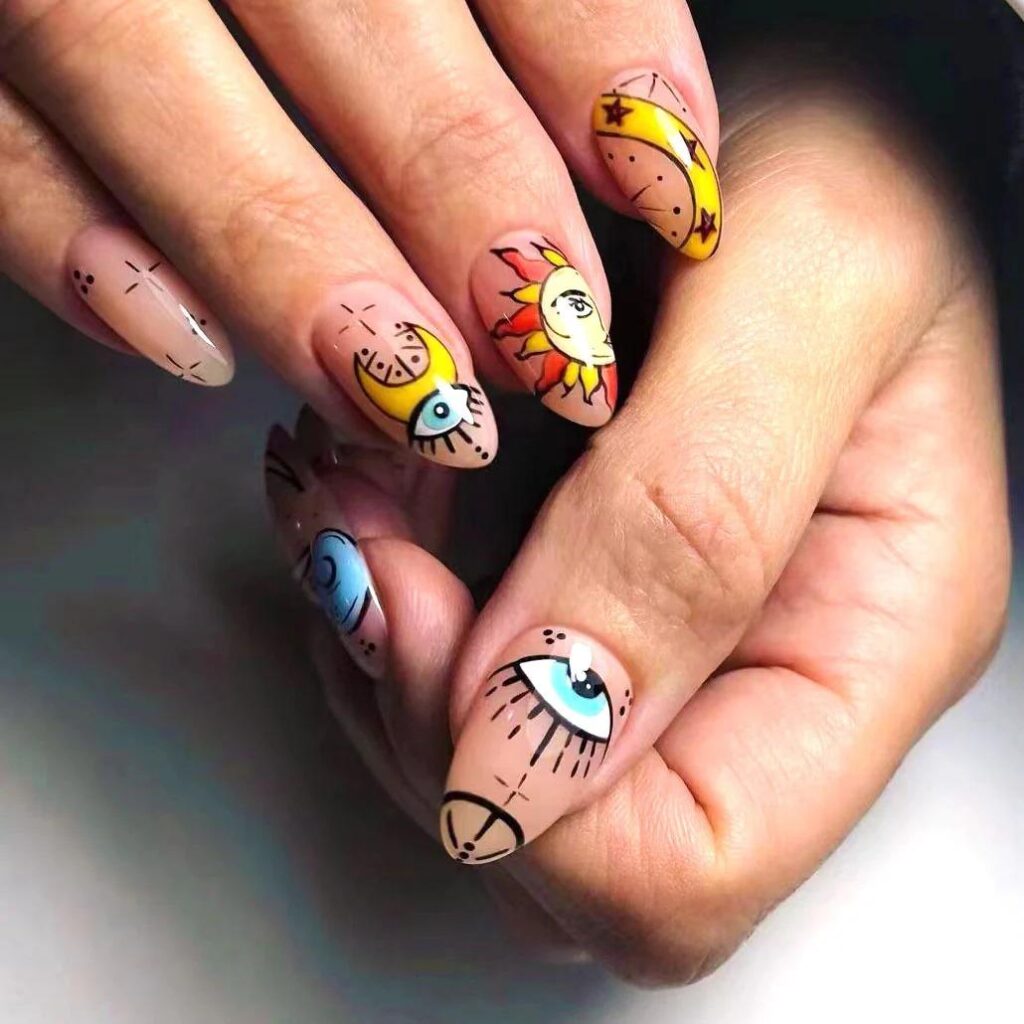 aesthetic sun nail art