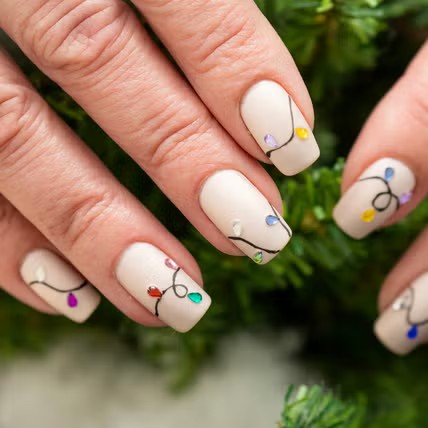 christmas nail art ideas light bulbs