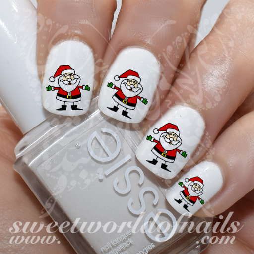 Cute christmas nails with santa decals