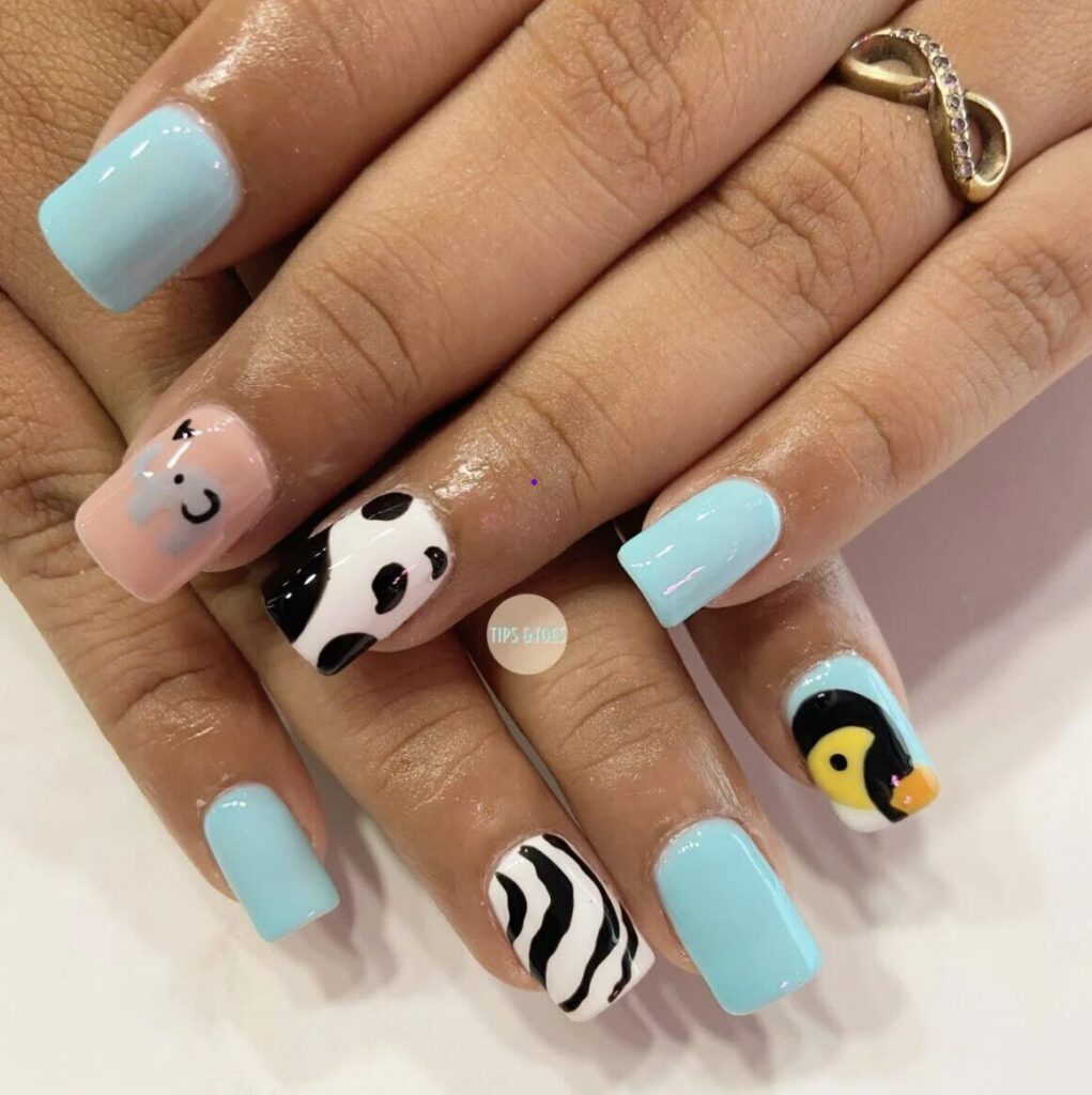 duck nail art on short nails
