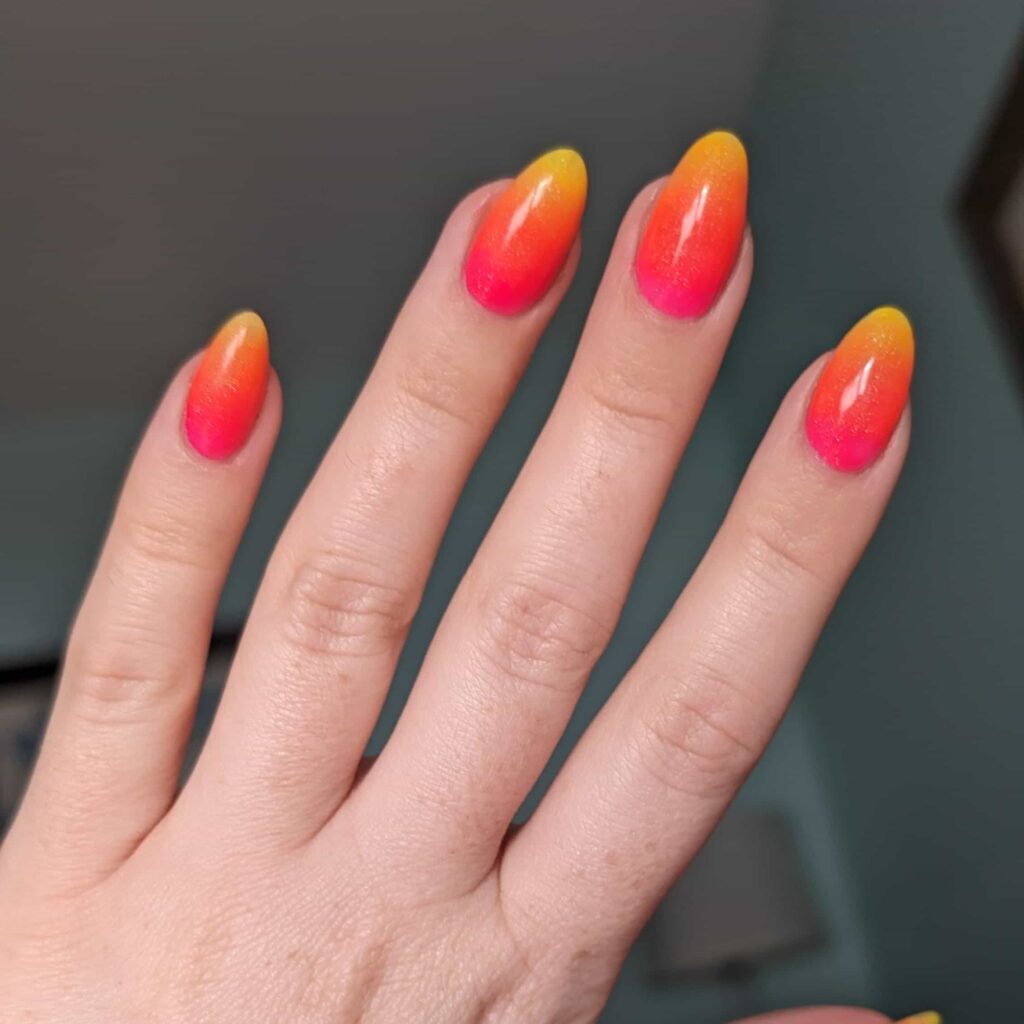 pink orange and yellow ombre nails