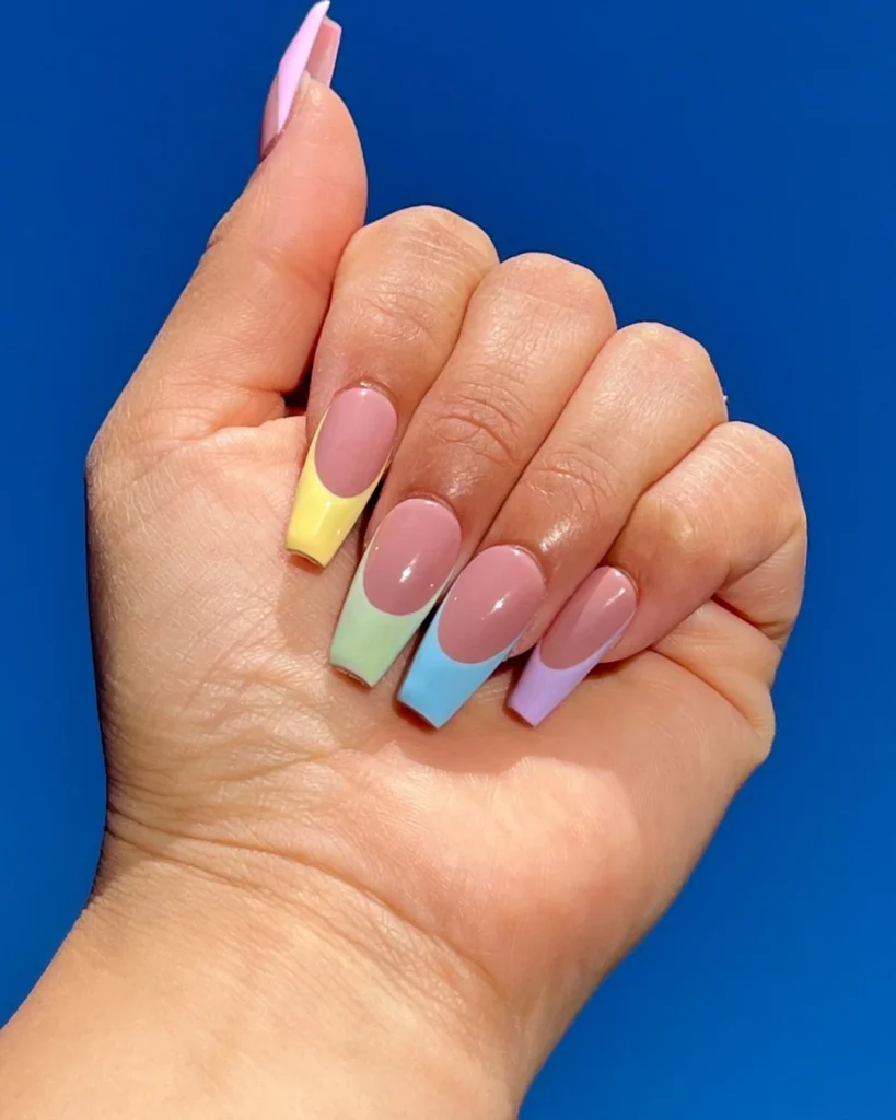 rainbow french tip nails
