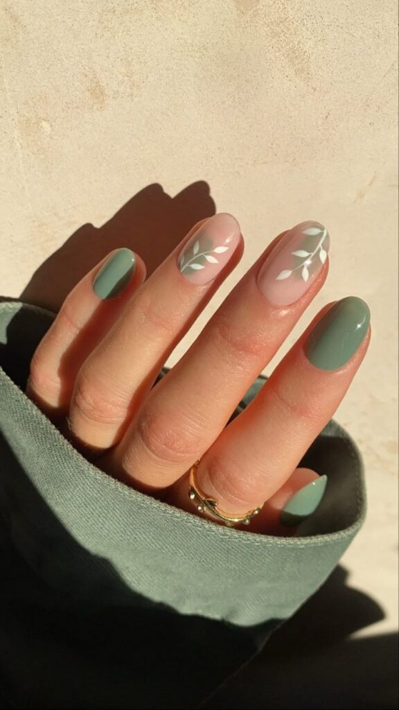 sage green nail design