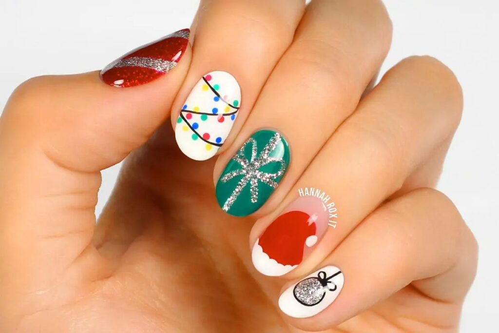 cool shimmering christmas nails