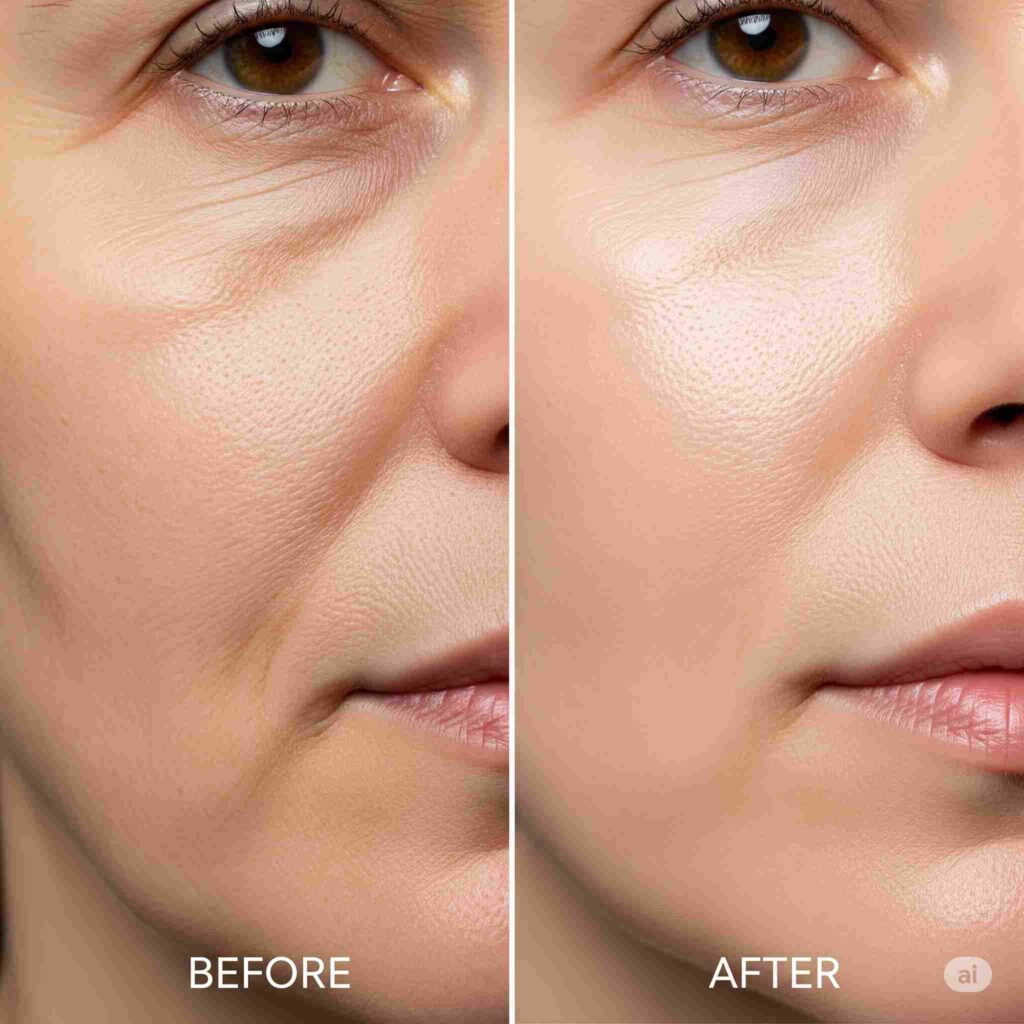 dry skin becoming glowy after korean skincare products