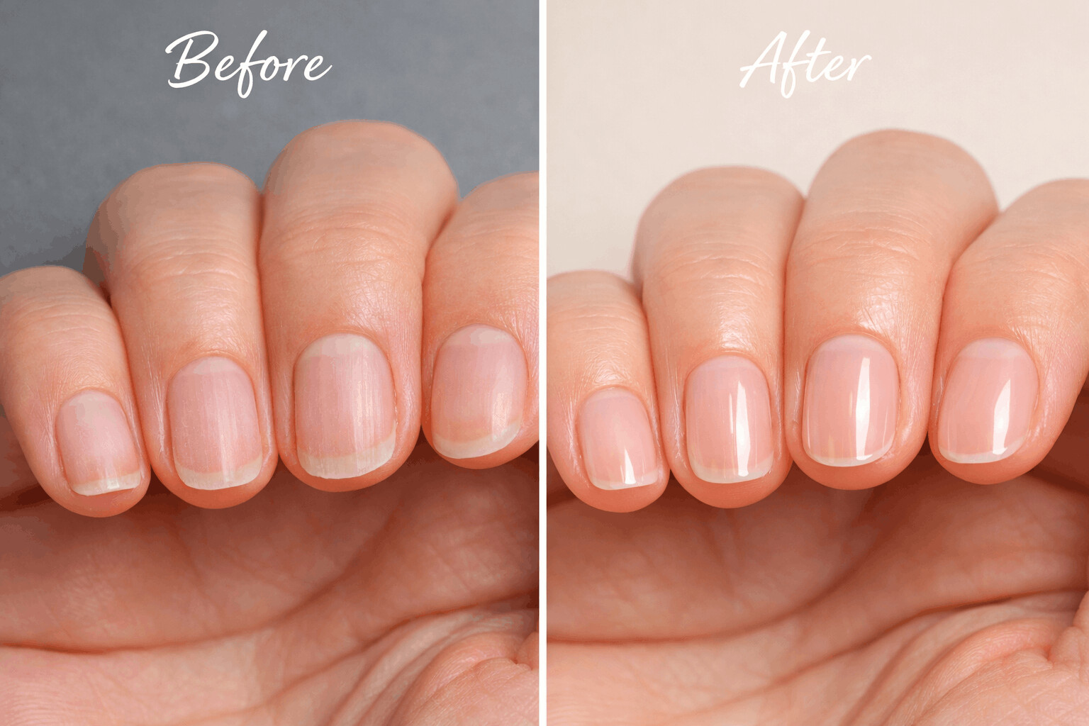 Buff manicure before and after