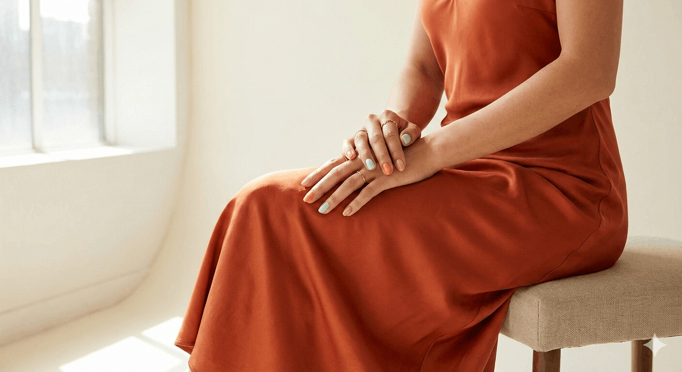 nail polish with an orange dress