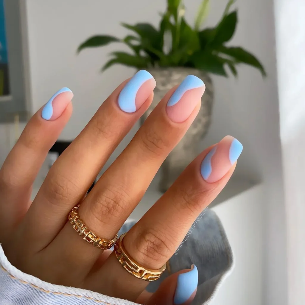 Matte light blue nail design