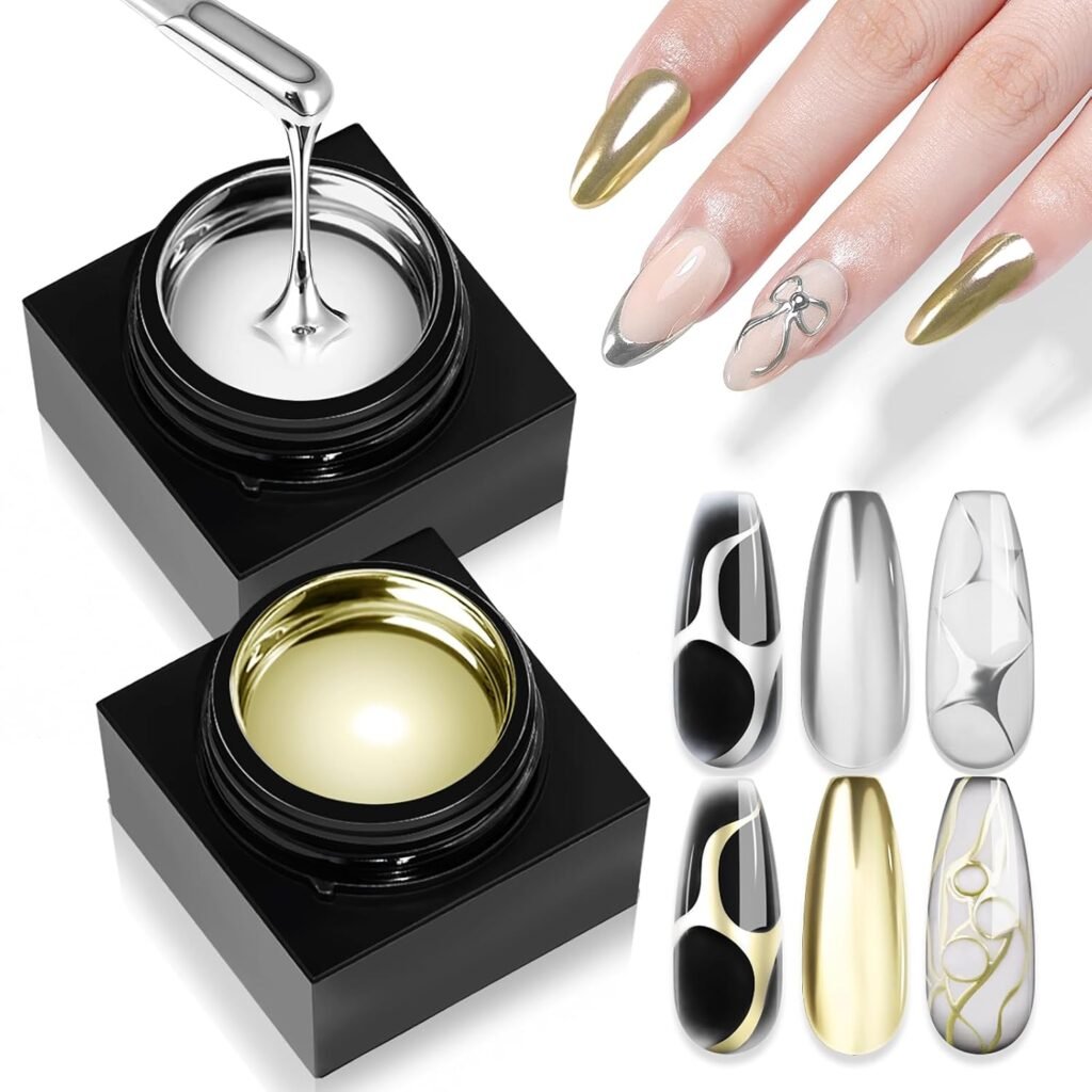 SAVILAND Metallic Gel Nail Polish Set Silver & Gold Chrome Gel Polish