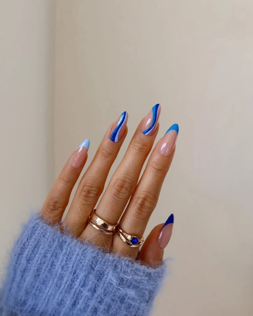 blue swirl nail design