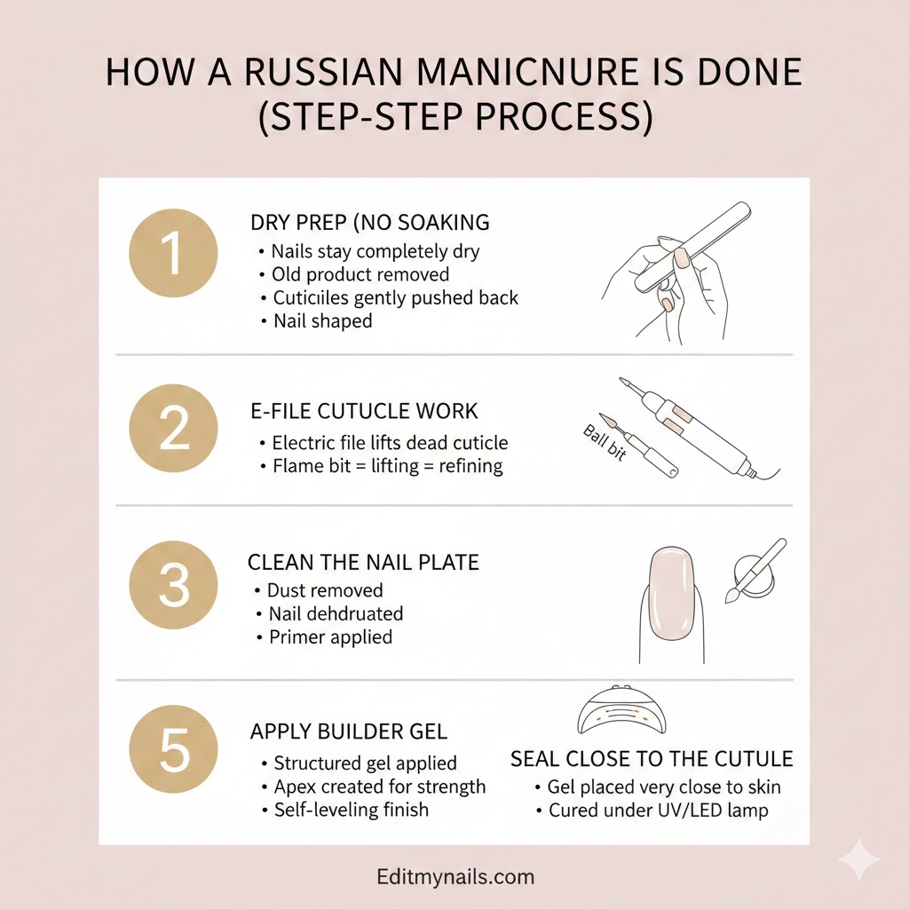 how a russian manicure is done