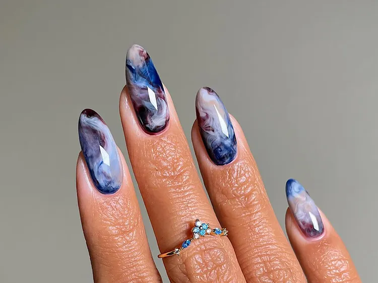 galaxy marble nails