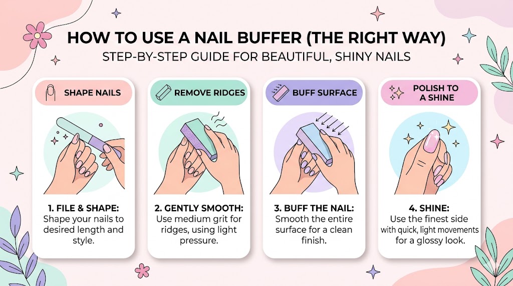 how to use a nail buffer to buff nails
