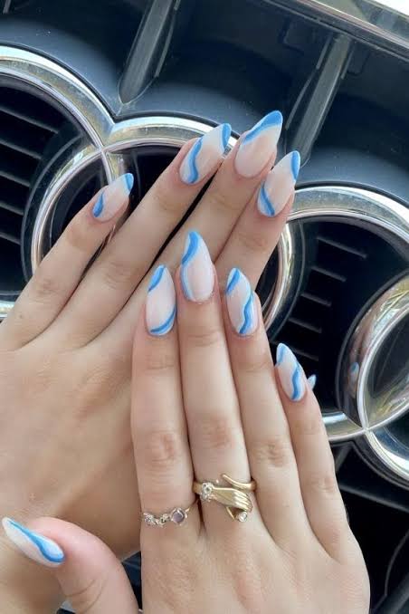 ocean blue swirl nails