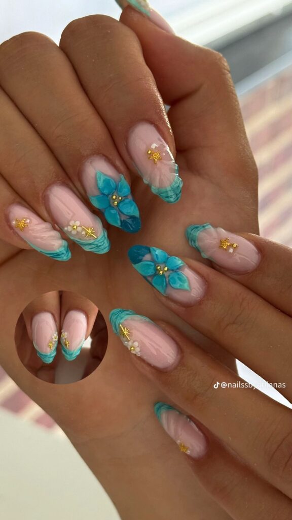 Hibiscus Flower Nails for summer