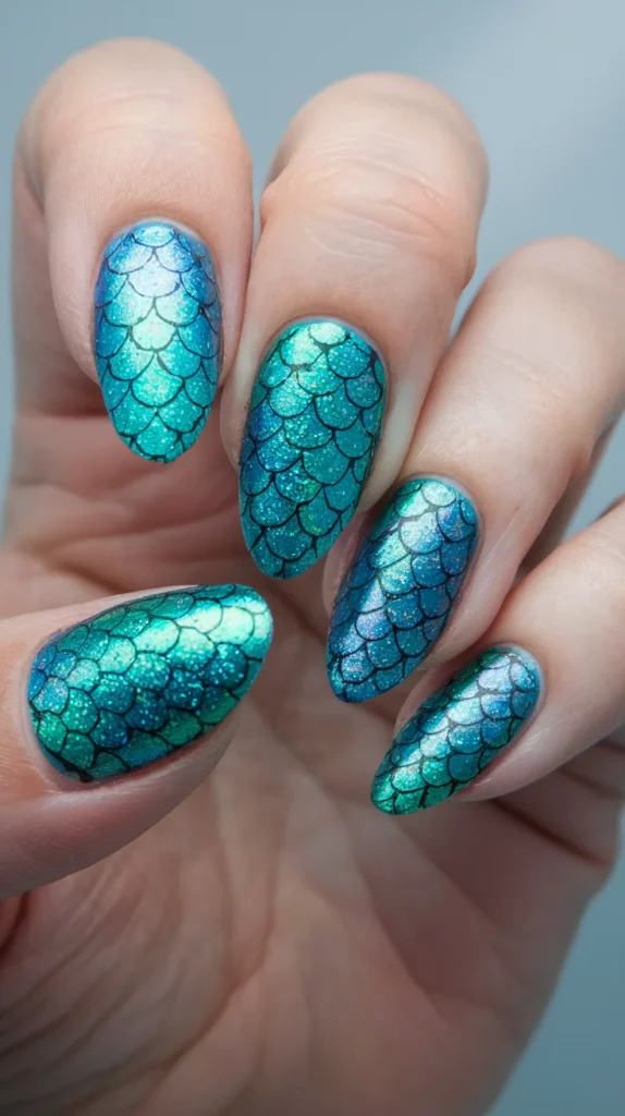 Mermaid Glitter Nails