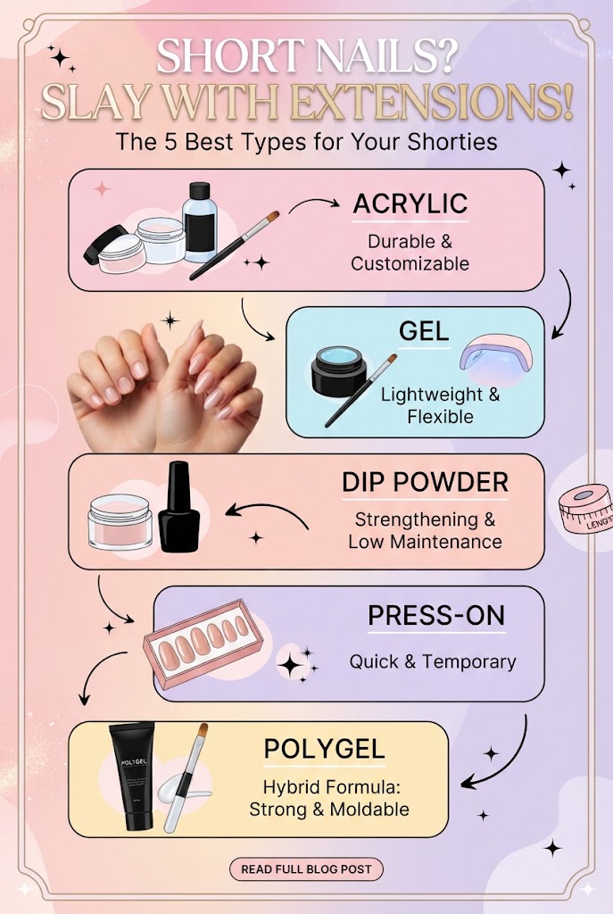 best types of nail extensions if your nails are short
