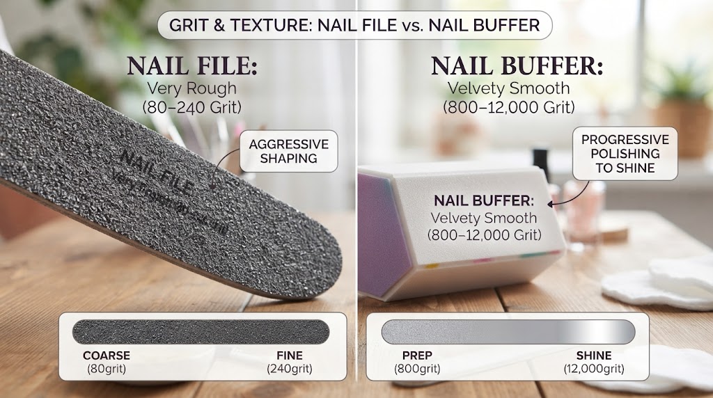 material difference between nail file and nail buffer
