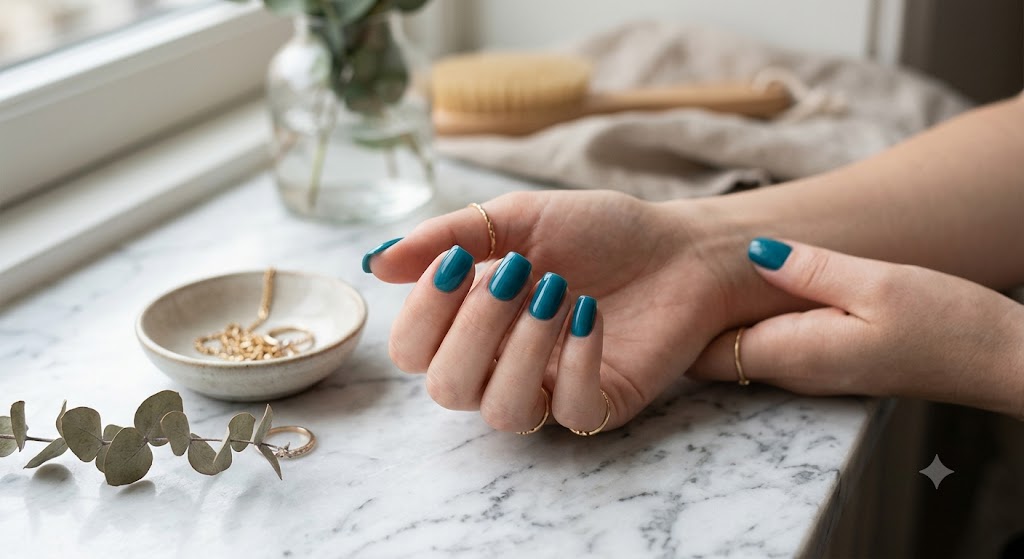 teal Squircle Nails