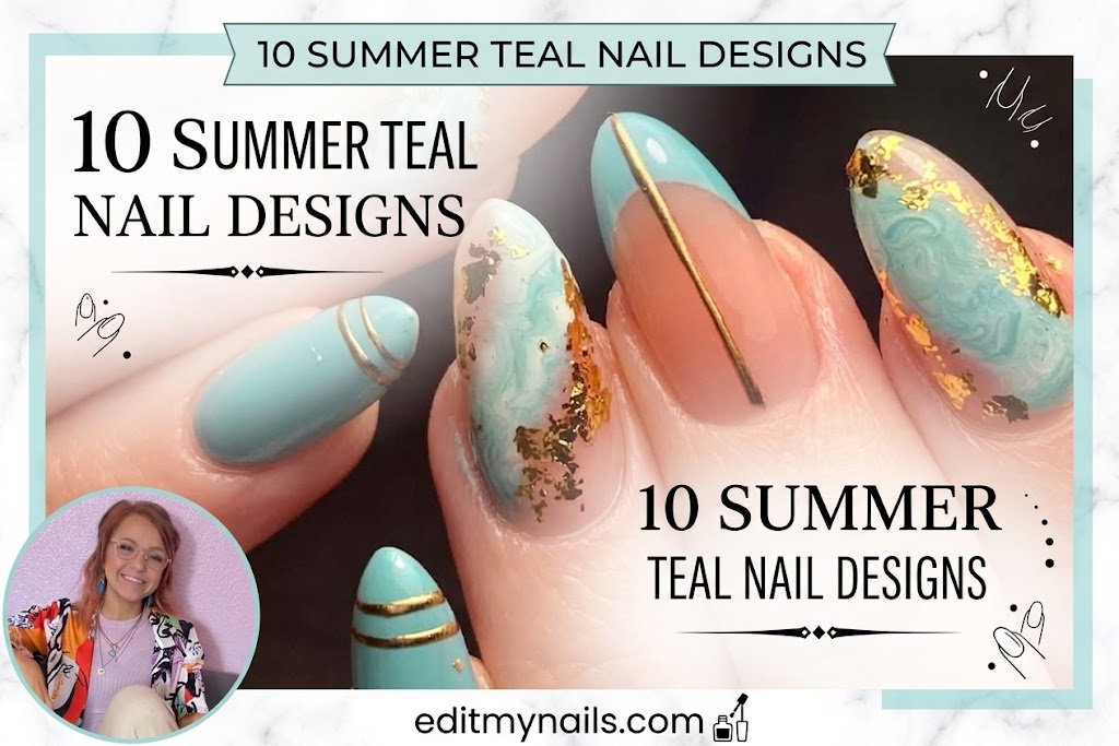 teal nail designs for summer